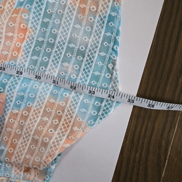 Ruby Rd. Lightweight Embroidered kimono cover up Women Orange Green sz 2X - Picture 6 of 7